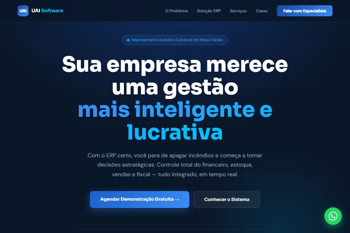 Página inicial do ERP Completo da UAI Software