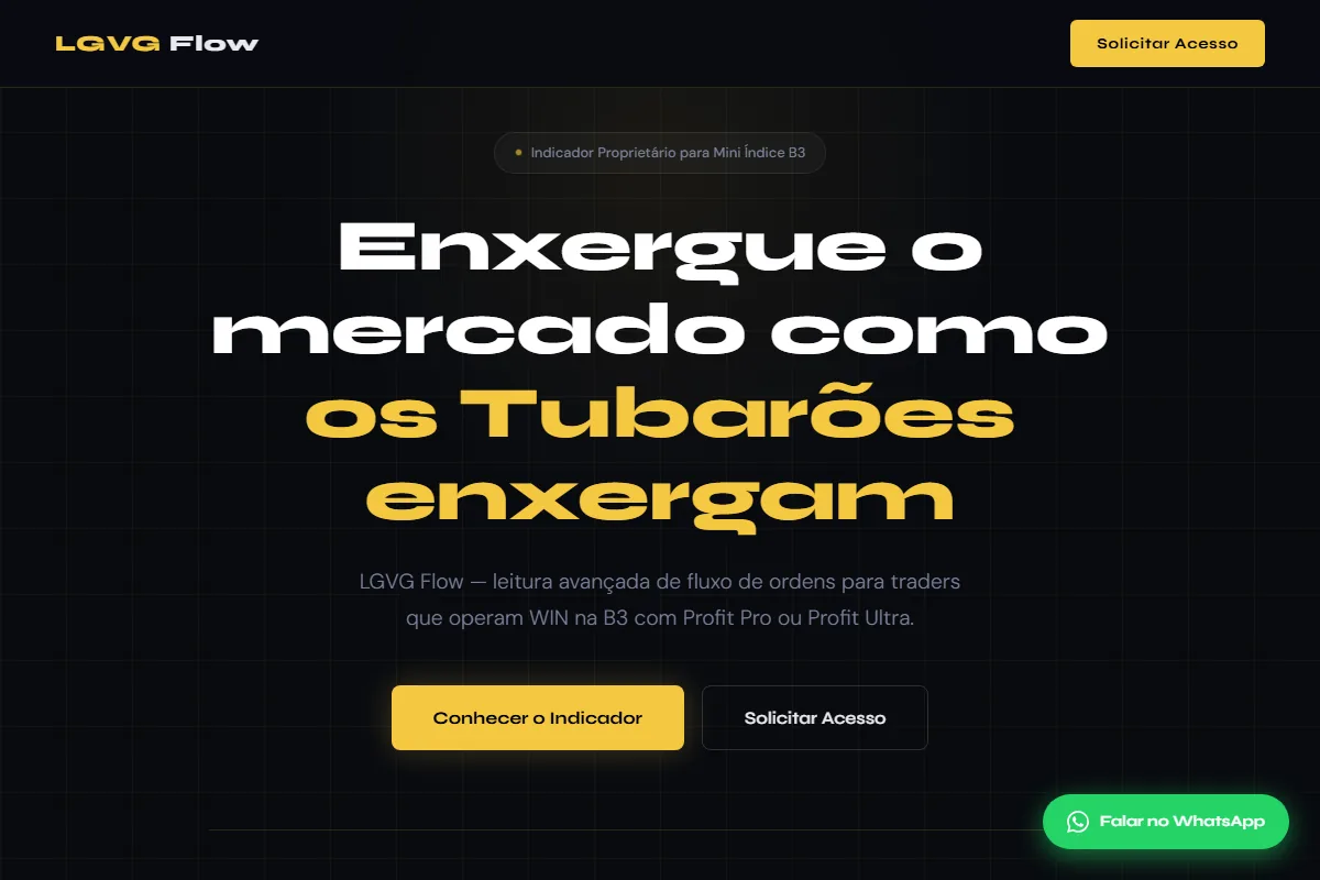 Página inicial da landing page LGVG Flow